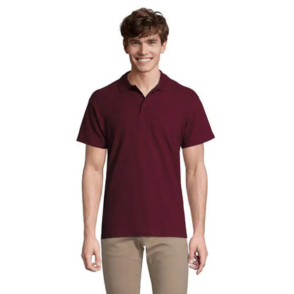 Primalvara ii polo barbatii 210g maroon cu guler clasic maneci scurte din bumbac neted