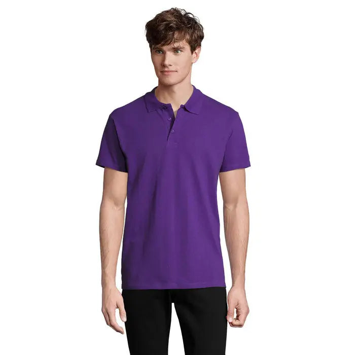Tricou polo primavara ii barbatesc solid mov cu maneca scurta colar clasic si nasturi din bumbac 210g