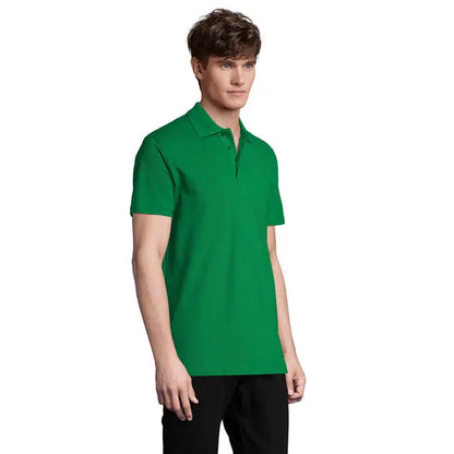Tricou polo bărbătesc primavara ii 210g verde vibrant cu mâneci scurte și guler clasic din material confortabil