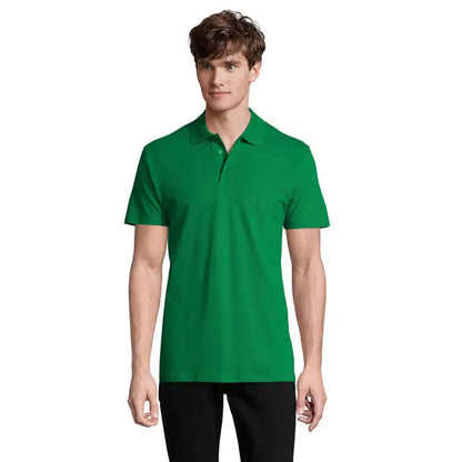 Tricou polo barbati primavara ii verde vibrant maneci scurte guler clasic si material 210g