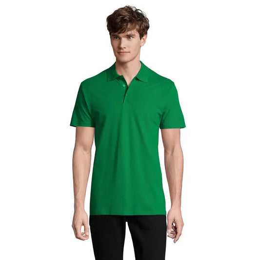 Tricou polo barbati primavara ii verde vibrant maneci scurte guler clasic si material 210g