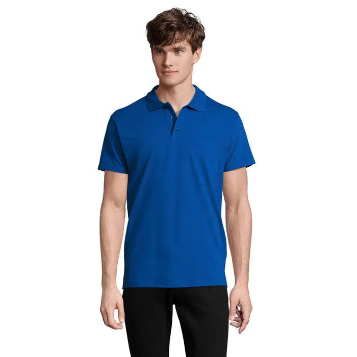 Un tricou polo baRBAtI primavara II albastru regal vibrant cu mâneci scurte și guler clasic din material 210g