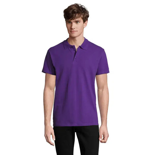 Tricou polo barbatesc primavara ii solid mov cu maneci scurte din bumbac 210g