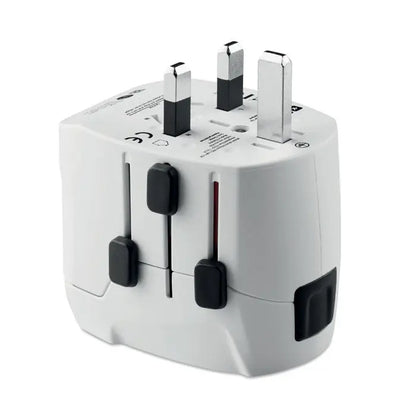 Adaptor de călătorie pro light 2x usb alb din plastic cu pini negri și argintii pentru uz internațional compact