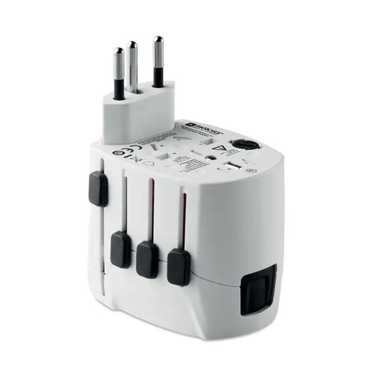Adaptor de călătorie pro world si usb 3 poli alb și negru cu design compact și configurații multiple pentru uz internațional