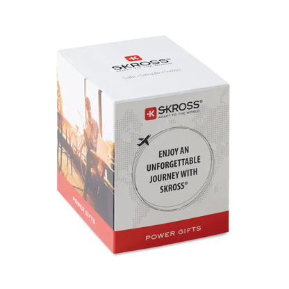 Cutie cadou skross alba cu rosu pro world si usb 3 poli cu imagine tematica de calatorie pe laterala