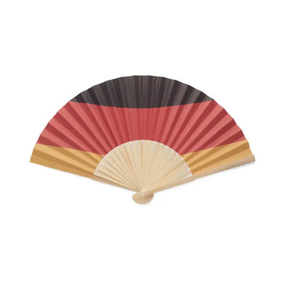 Ventilator pliabil din lemn cu model manual in dungi negru rosu si auriu inspirat de steagul german