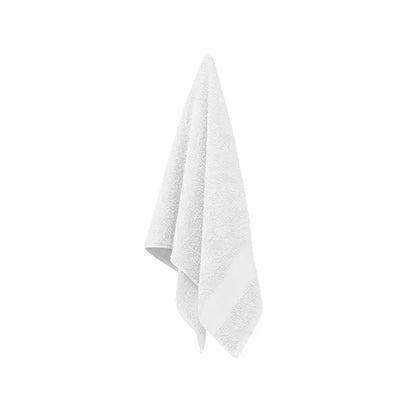 Prosop bumbac organic alb 100x50cm cu textura pufoasa si margini ingrijit pliate