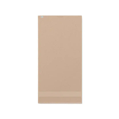 Beige prosop bumbac organic 100x50cm cu textura si dunga orizontala subtile aproape de partea de jos