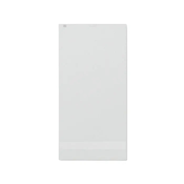 Prosop bumbac organic alb 100x50cm cu finisaj lucios si benzi orizontale subtile la baza