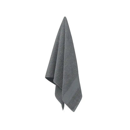 Prosop bumbac organic 100x50cm moale textura gri cu dunga gri inchis subtila pe margine