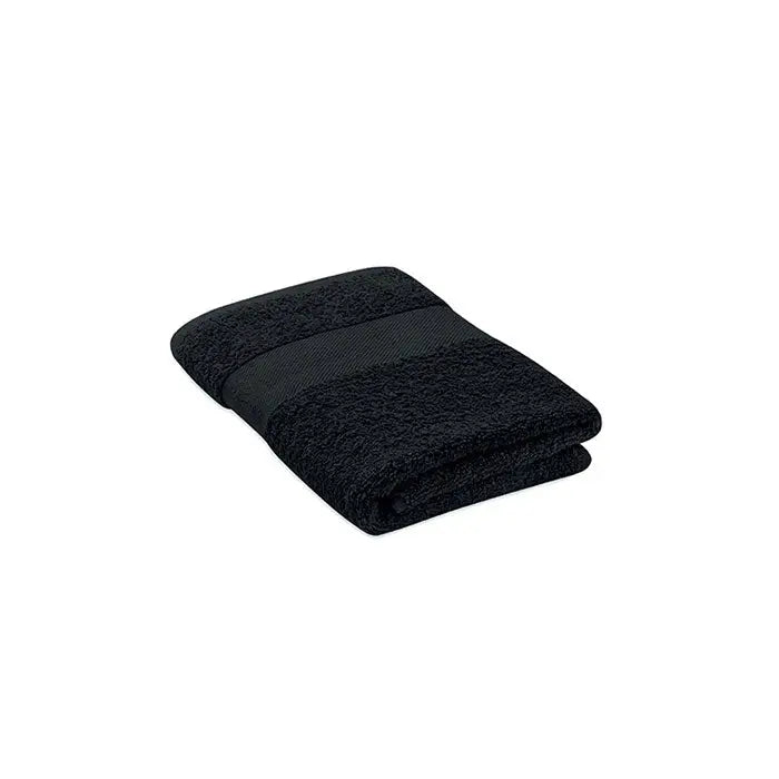 Prosop bumbac organic 100x50cm negru cu textura si dungi orizontale subtile