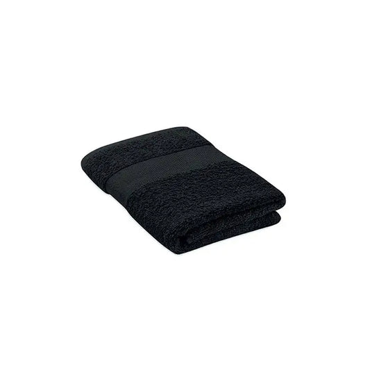 Prosop bumbac organic 100x50cm negru cu textura si dungi orizontale subtile