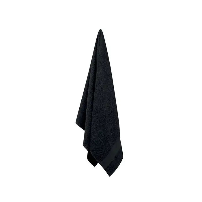 Prosop bumbac organic negru 140x70cm cu textura solida si margini finisate pentru uscarea mainilor