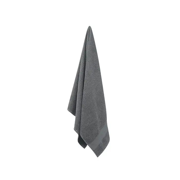 Prosop bumbac organic 140x70cm moale gri închis cu textură și cusături contrastante subtile pe margini