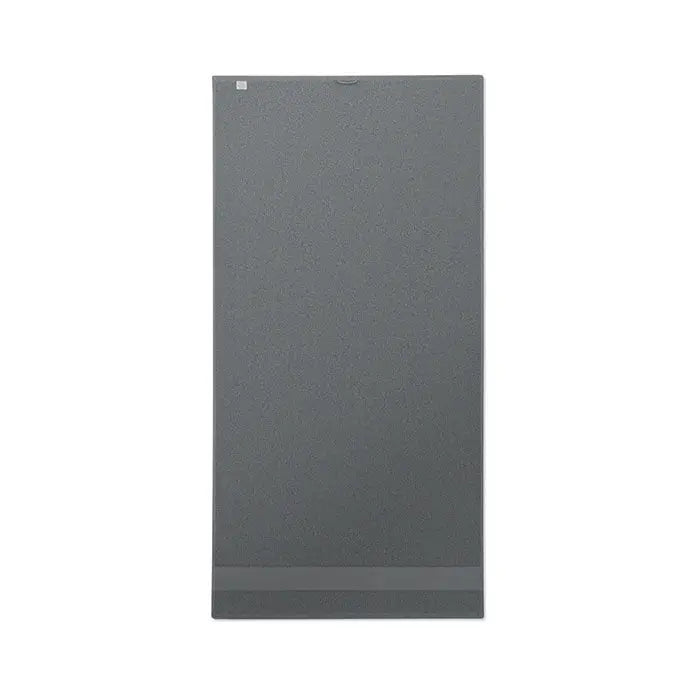 Panou dreptunghiular texturat gri pentru prosop bumbac organic 140x70cm cu bandă subtilă orizontală la bază
