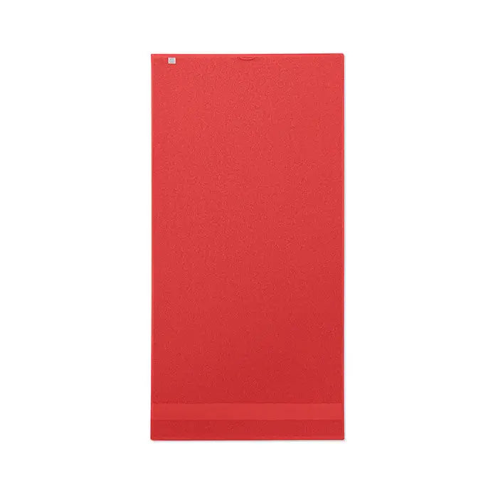 Prosop bumbac organic roșu 140x70cm cu textură și dungi subtile orizontale pentru yoga și fitness