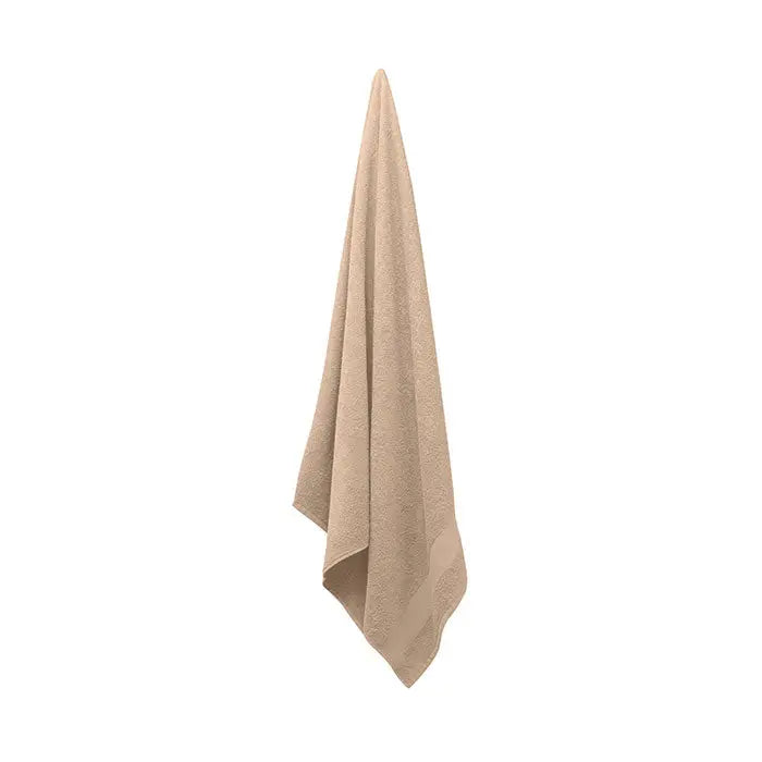 Prosop bumbac organic bej 180x100cm din material terry cloth agățat vertical