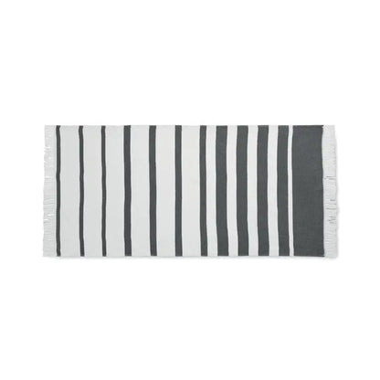 Prosop de hamam seaqual 70x140cm gri si alb cu dungi si margini franjurate din material durabil