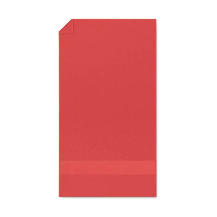 Prosop organic 50x30cm cu textura ușoară în formă dreptunghiulară roșie solidă cu colț pliat