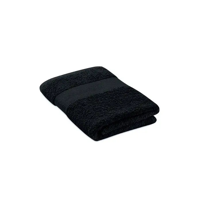Prosop organic 50x30cm negru cu suprafață texturată și bandă orizontală densă pentru uz organic