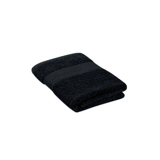 Prosop organic 50x30cm negru cu suprafață texturată și bandă orizontală densă pentru uz organic