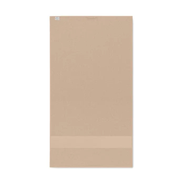 Prosop organic 50x30cm bej texturat cu dunga orizontala subtila in partea de jos