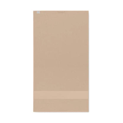 Prosop organic 50x30cm bej texturat cu dunga orizontala subtila in partea de jos