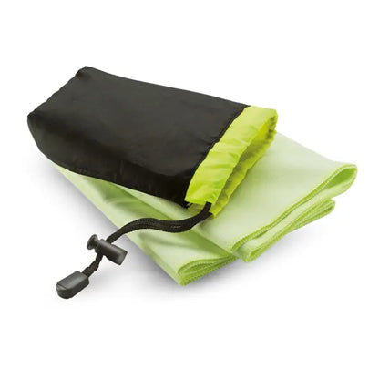 Prosop sport compact lime green și negru pliabil cu închidere cu șnur în husă de nailon