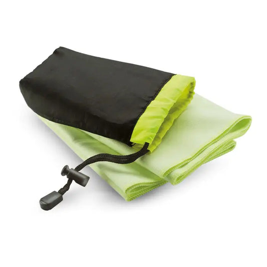 Prosop sport compact lime green și negru pliabil cu închidere cu șnur în husă de nailon