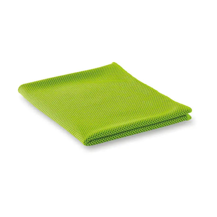 Prosop sport lime verde pliat din microfibră tip plasă ideal pentru activități sportive și de fitness