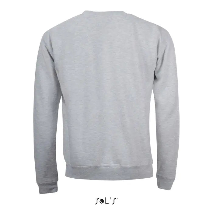 Pulover barbati pajian 260g gri melange cu maneci lungi și guler rotund cu manșete și tiv striate