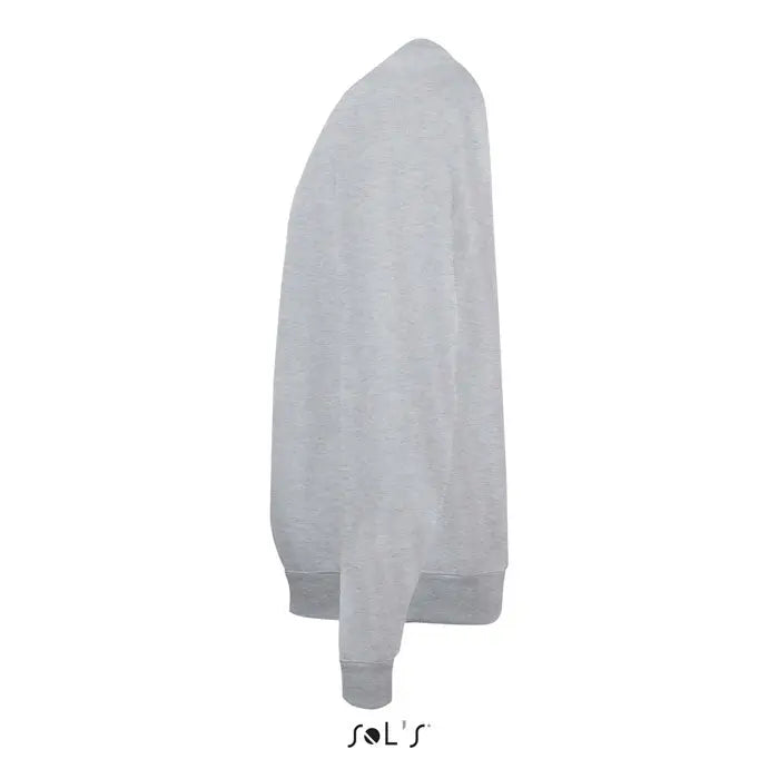Pulover baRbati pajian 260g gri melanj cu guler rotund clasic si maneci cu mansete elastice