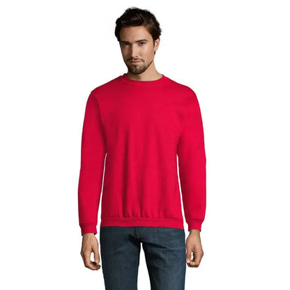 Pulover barbati pajian 260g rosu vibrant cu maneca lunga din bumbac moale pentru uz casual