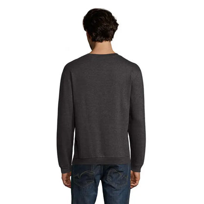 Pulover barbati pajian 260g gri inchis cu maneci lungi si decolteu rotund din material heather gray