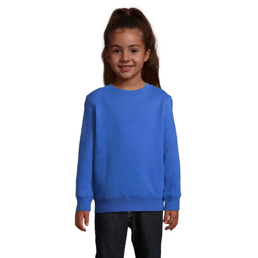 Pulover columbia kids albastru intens, mâneci lungi, guler rotund clasic și manșete tivite pentru copii