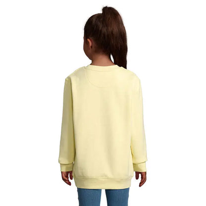 Pulover columbia kids galben pal cu maneci lungi din bumbac moale si guler rotund simplu