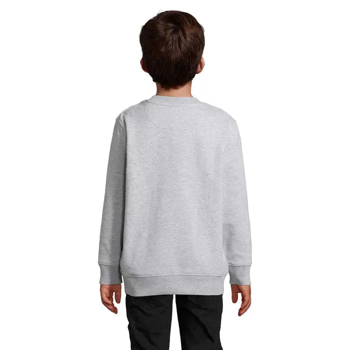 Pulover columbia kids gri melanj cu decolteu rotund clasic si mansete riburate din material moale