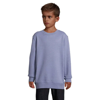 Pulover columbia kids lavanda moale cu mâneci lungi și guler rotund, croială lejeră și manșete reiate