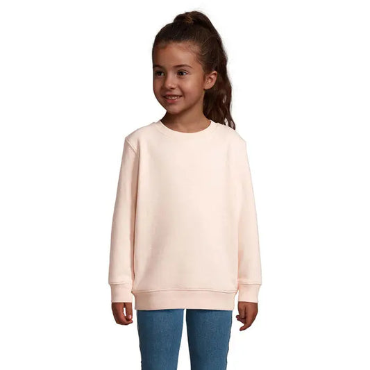 Pulover columbia kids pentru copii, roz pal, cu maneci lungi, guler rotund clasic si manecute reiate