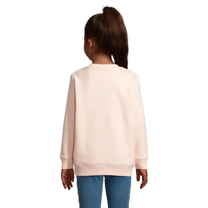 Pulover columbia kids roz pudrat cu mâneci lungi, guler rotund clasic și manșete elastice rigide