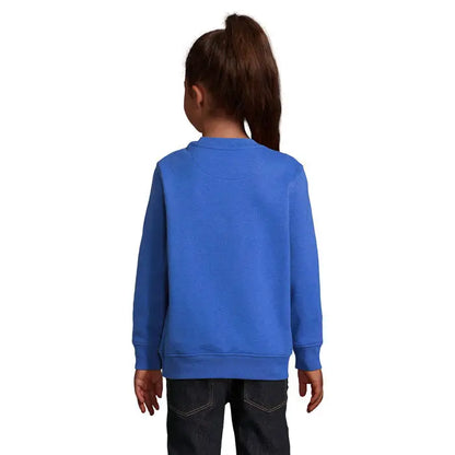 Pulover columbia kids albastru regal vibrant cu guler rotund clasic si mansete striate pentru copii