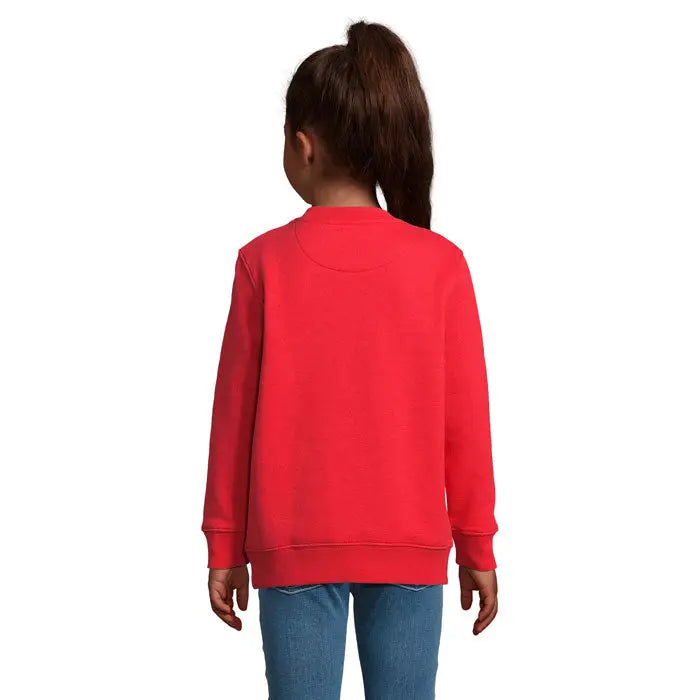 Pulover columbia kids roșu vibrant cu mâneci lungi, guler rotund clasic și manșete riburate