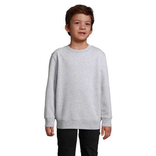 Pulover columbia kids gri melanj moale cu mâneci lungi, guler rotund clasic și manșete tricotate