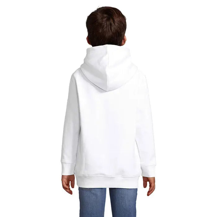 Pulover cu gluga condor kids alb cu material moale si neted si design clasic