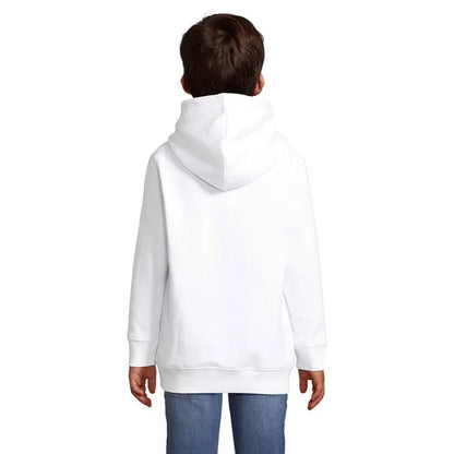 Pulover cu gluga condor kids alb din material moale si neted cu design clasic