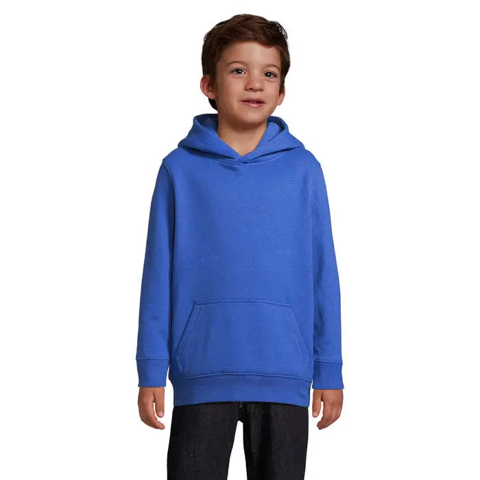 Pulover cu gluga condor kids albastru vibrant pentru copii cu buzunar frontal si gluga confortabila