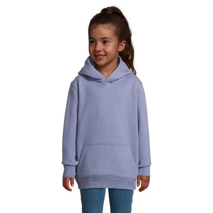 Pulover cu gluga condor kids lavanda moale cu maneci lungi buzunar frontal si mansete elastice