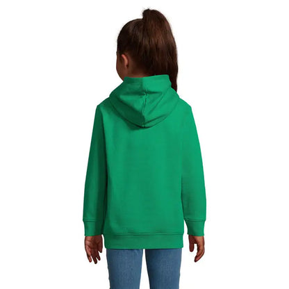 Pulover cu glugă Condor kids verde vibrant cu mâneci lungi, glugă clasică și manșete rib cu design confortabil