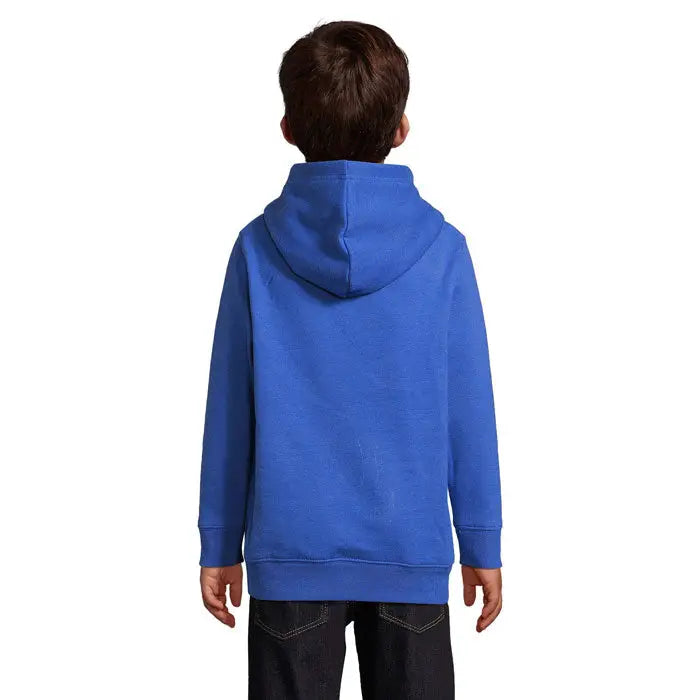 Pulover cu gluga condor kids royal albastru vibrant cu textura pufoasa si mansete si tiv striate